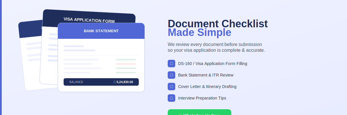 Visa document preparation checklist for Indians applying from Bangalore